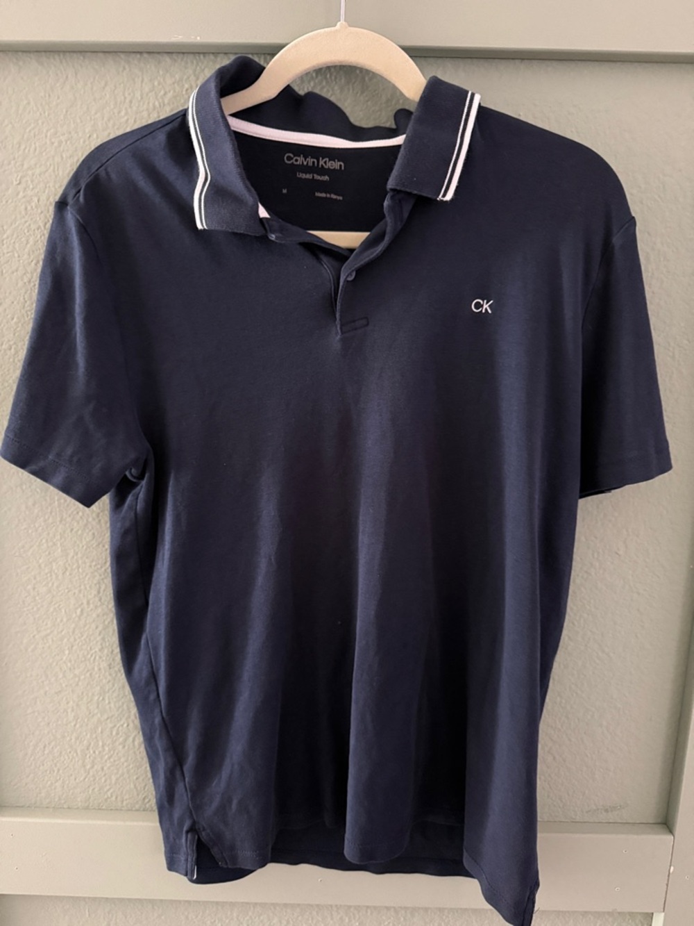 Calvin Klein 100% Cotton Men’s Navy Polo Shirt - CK Logo- Medium
